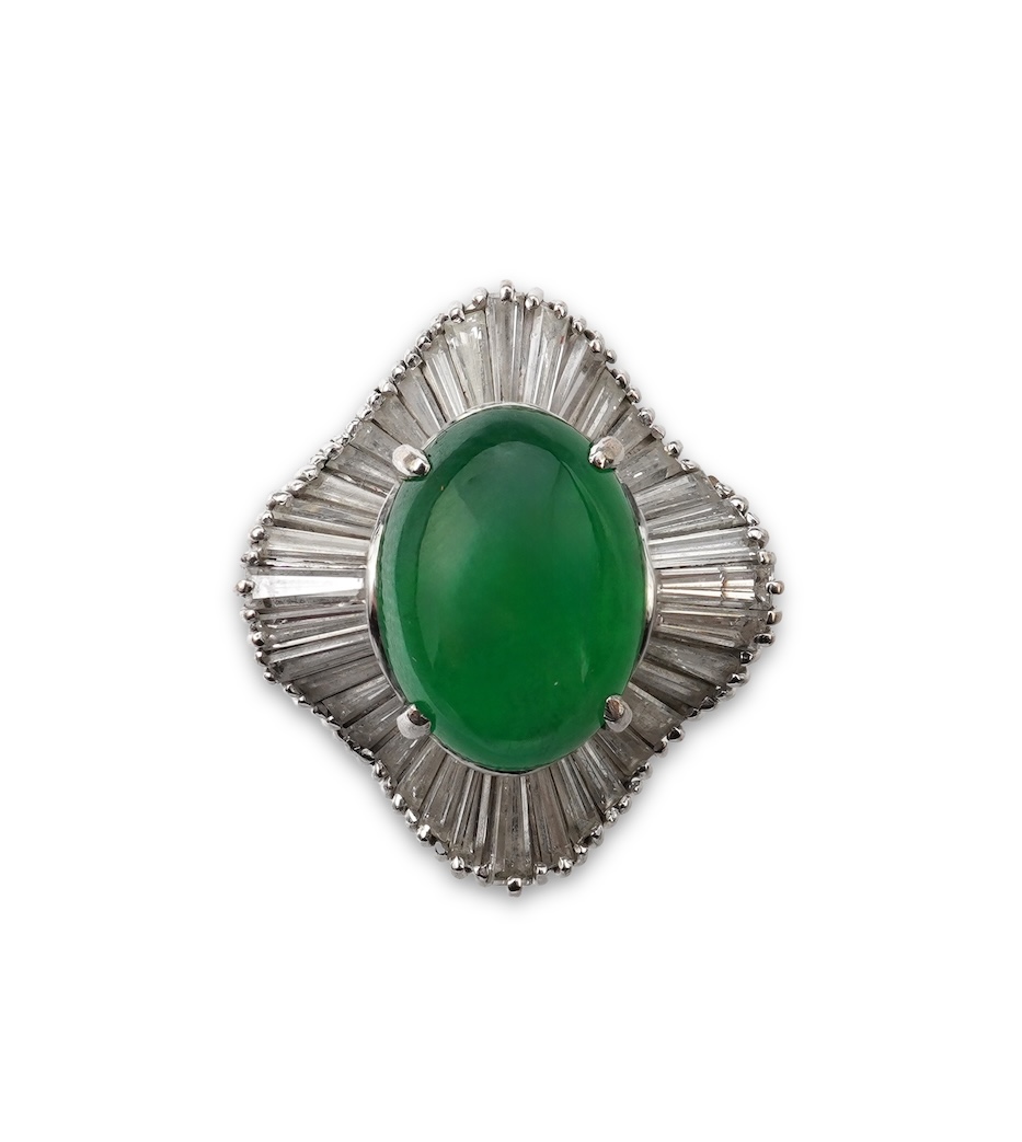 A fine jadeite and diamond ring